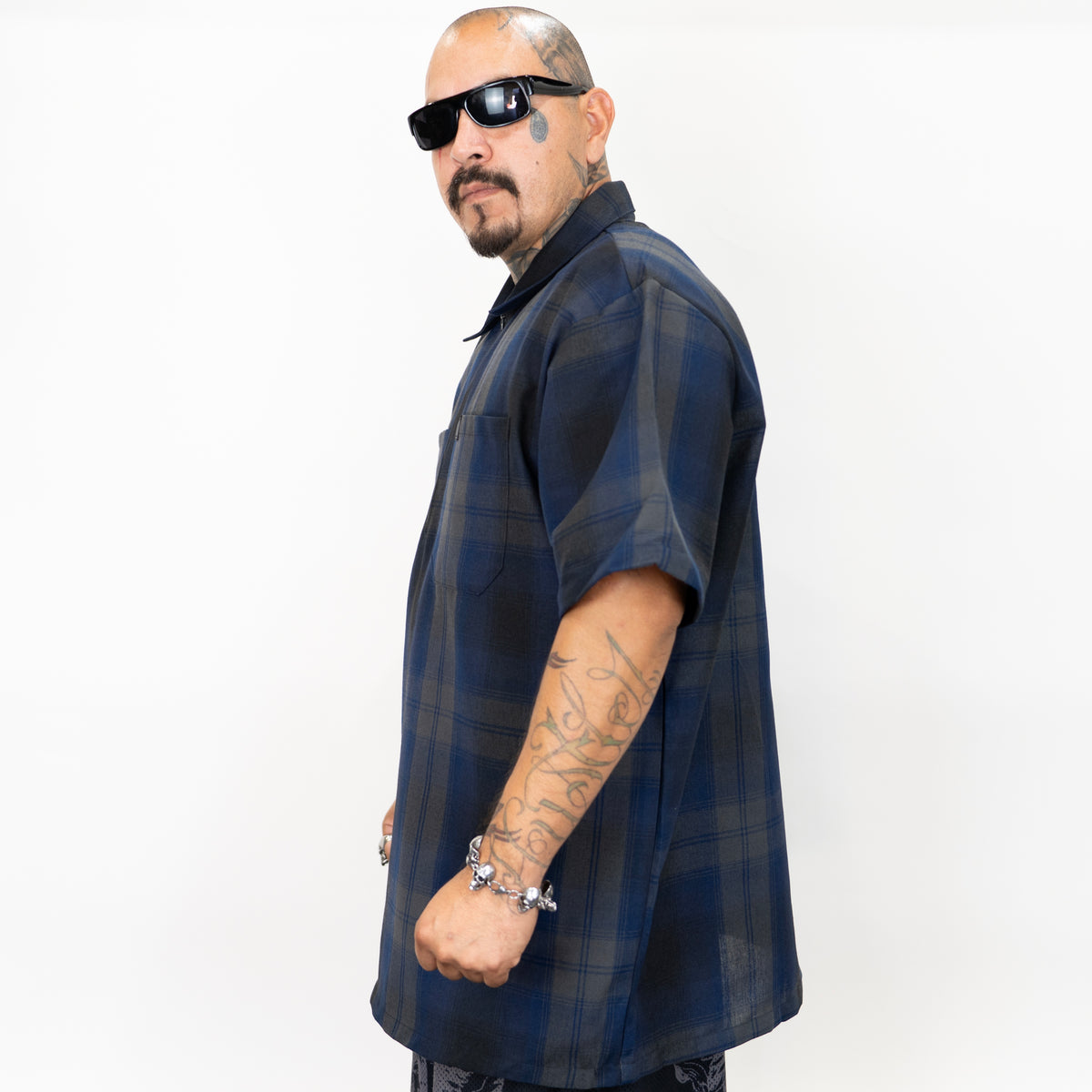 FB County NEW Short Sleeve Checker Zip Shirt