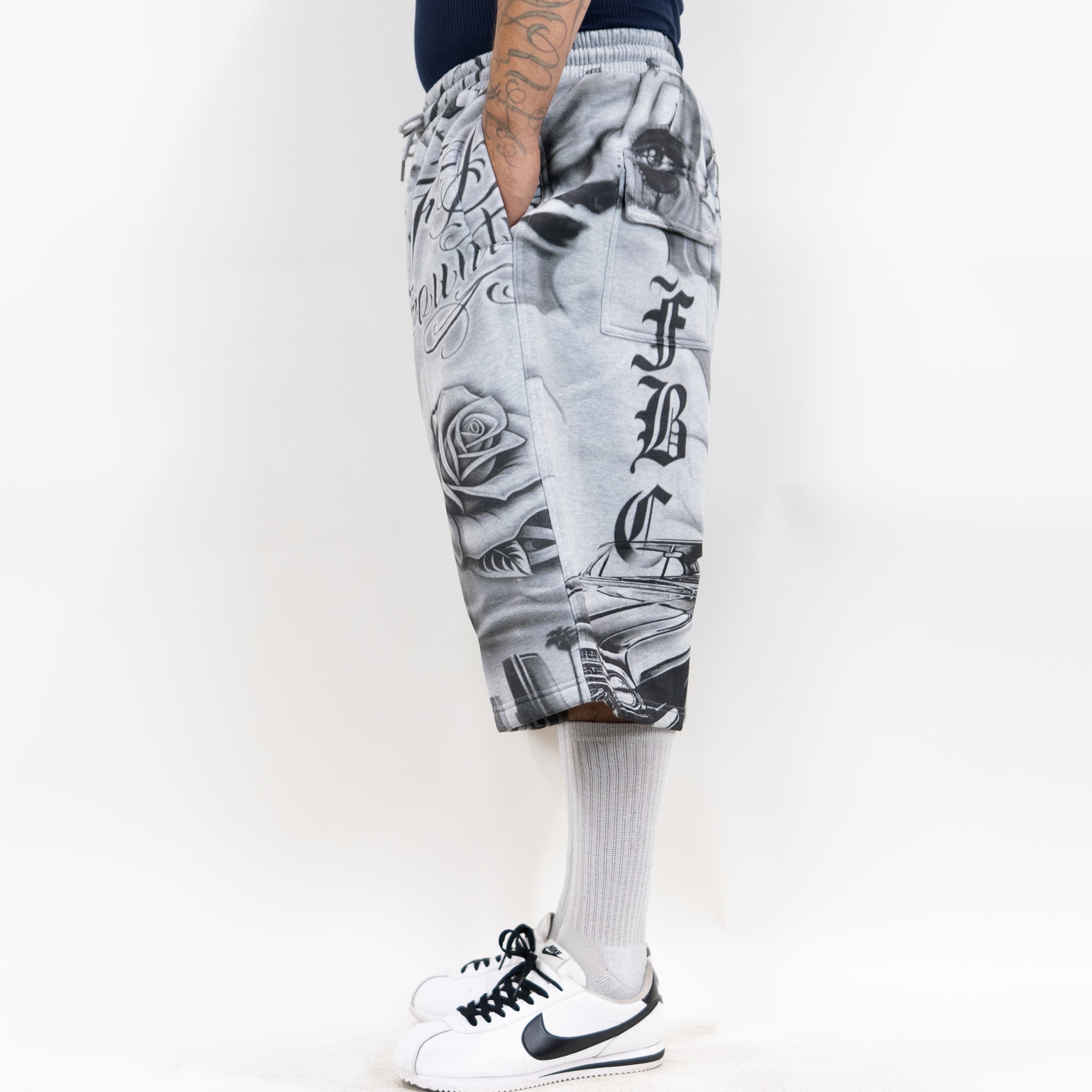 FB County Tatted Up Baggy Fleece Shorts