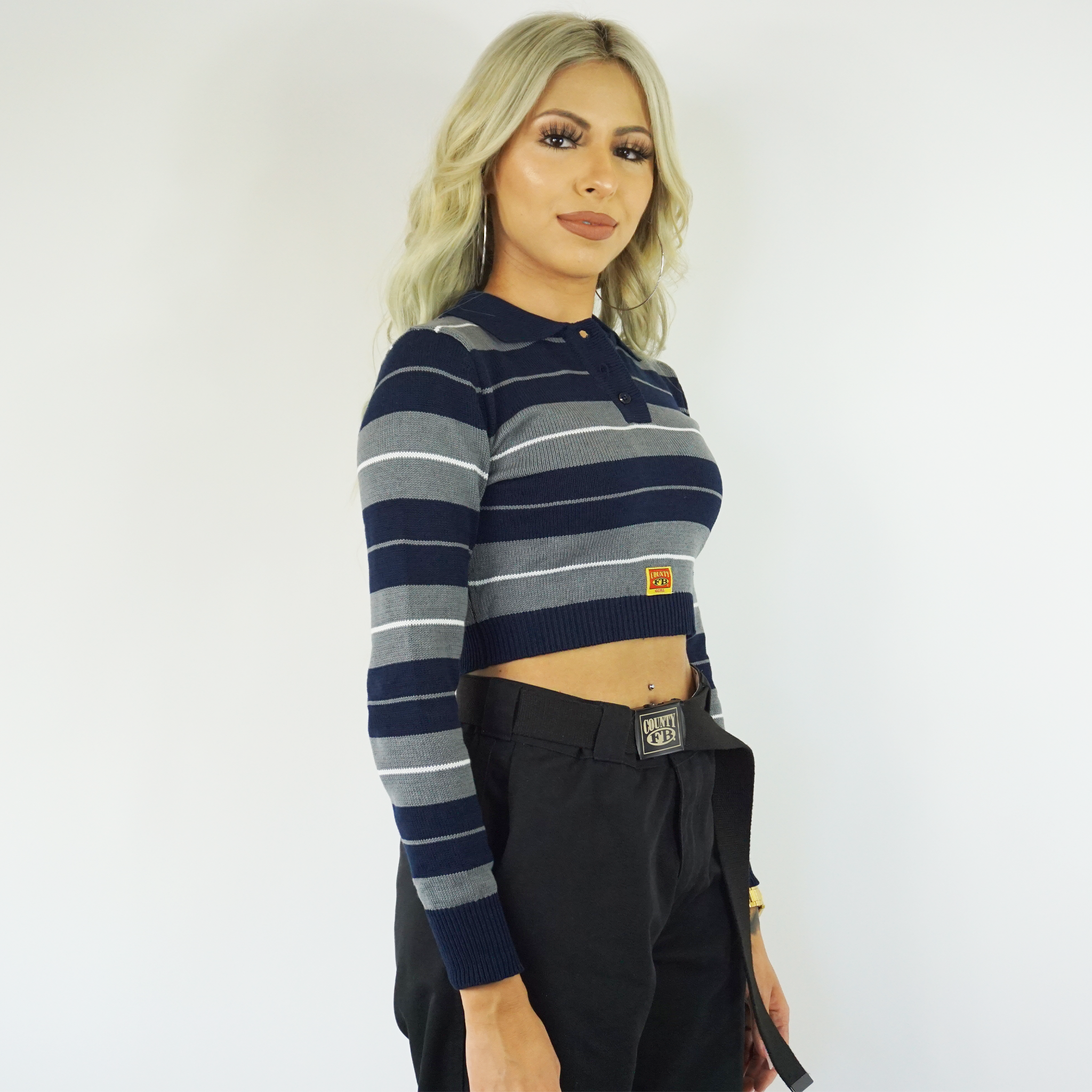 Fb County Charlie Brown Crop Top Black-Grey / Small