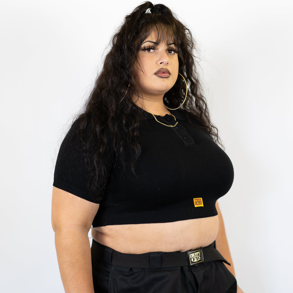 Fb County Charlie Brown Crop Top Black-Grey / Small