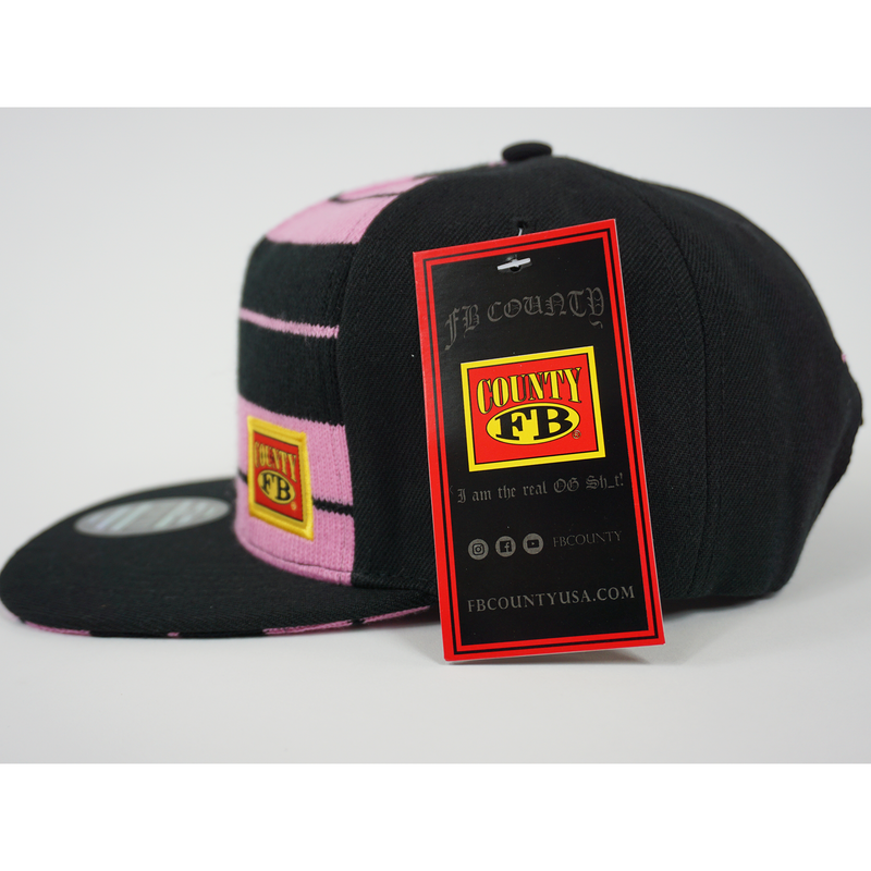 FB County Charlie Brown Cap/Hat Black/Pink. Left Side with FB County Tag.