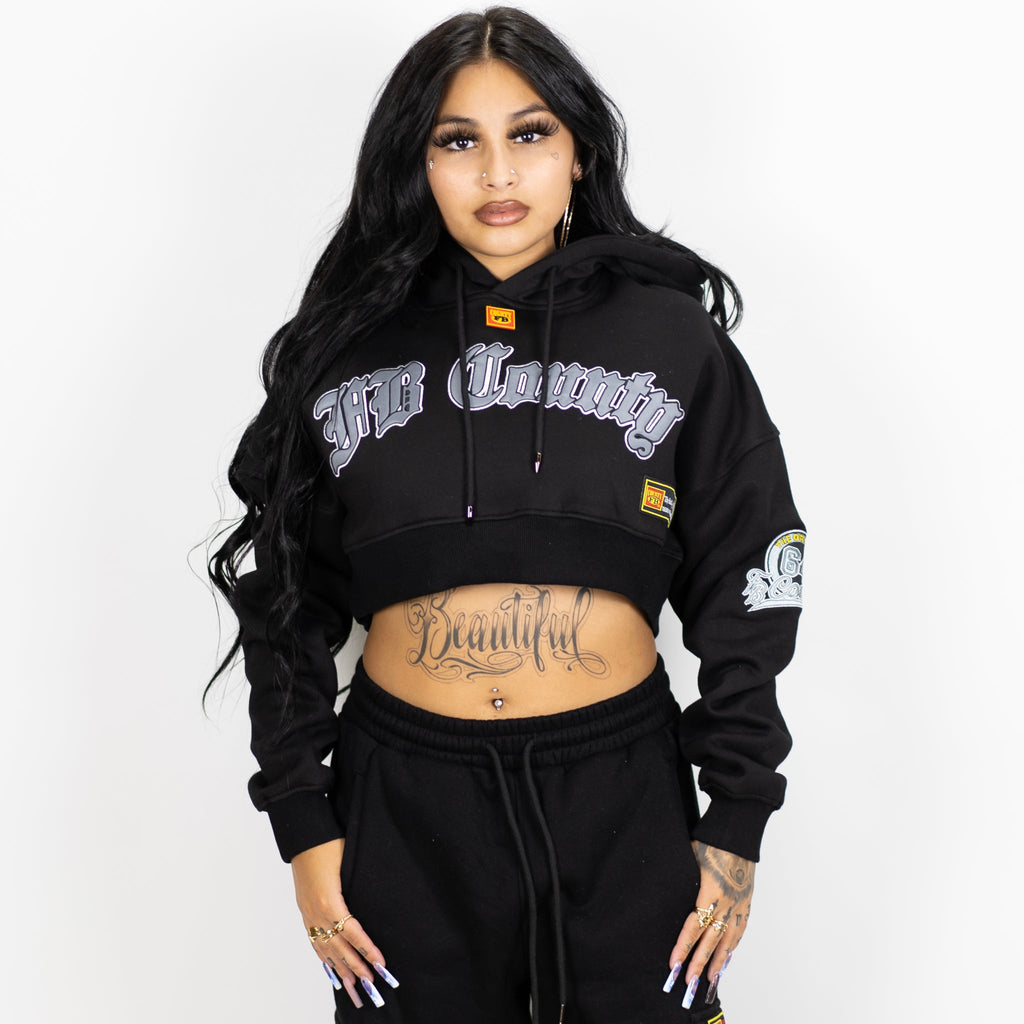 Baggy crop hoodie sale