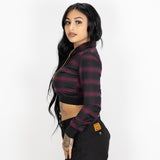 FB County Long Sleeve Flannel Crop Top