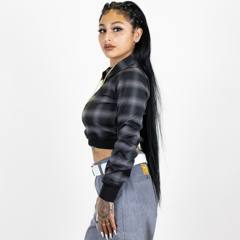 FB County Long Sleeve Flannel Crop Top