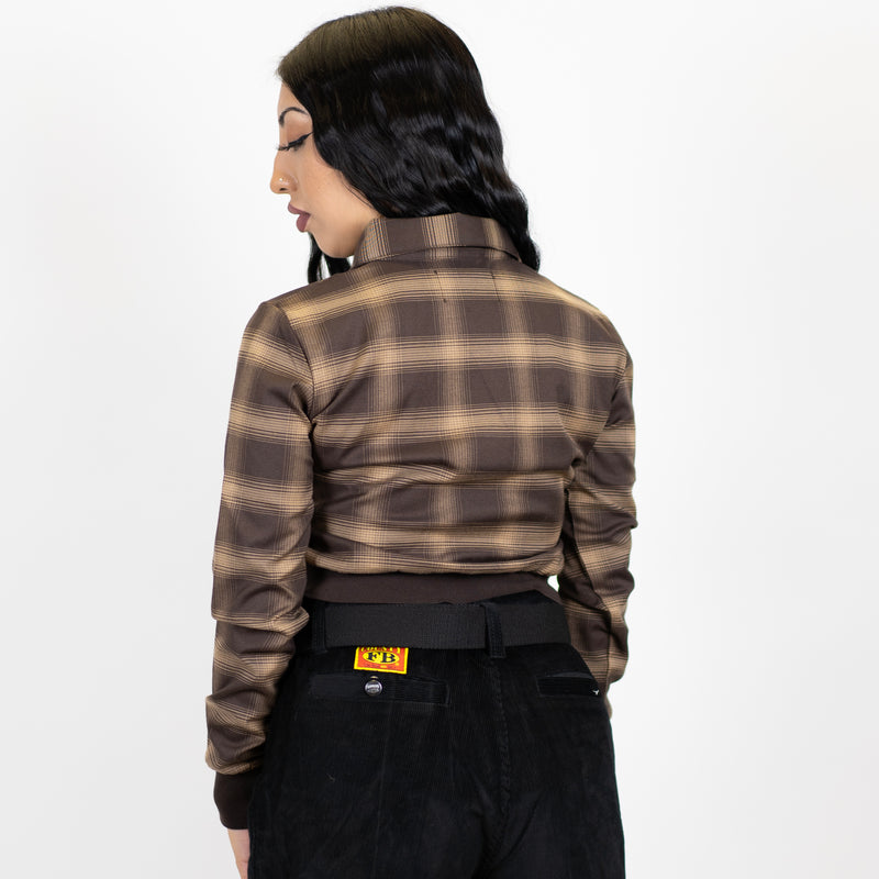 FB County Long Sleeve Flannel Crop Top