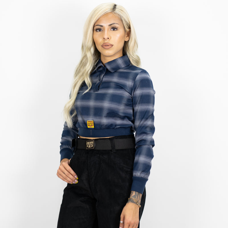 FB County Long Sleeve Flannel Crop Top