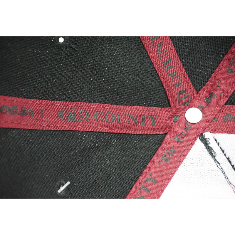 FB County Charlie Brown Cap/Hat Black/Burgundy Interior with Red Lining and Black FB County logo.