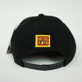 FB County Cap Back Side with FB County Embroidered Logo. Adjustable Snapback Closure. Black.