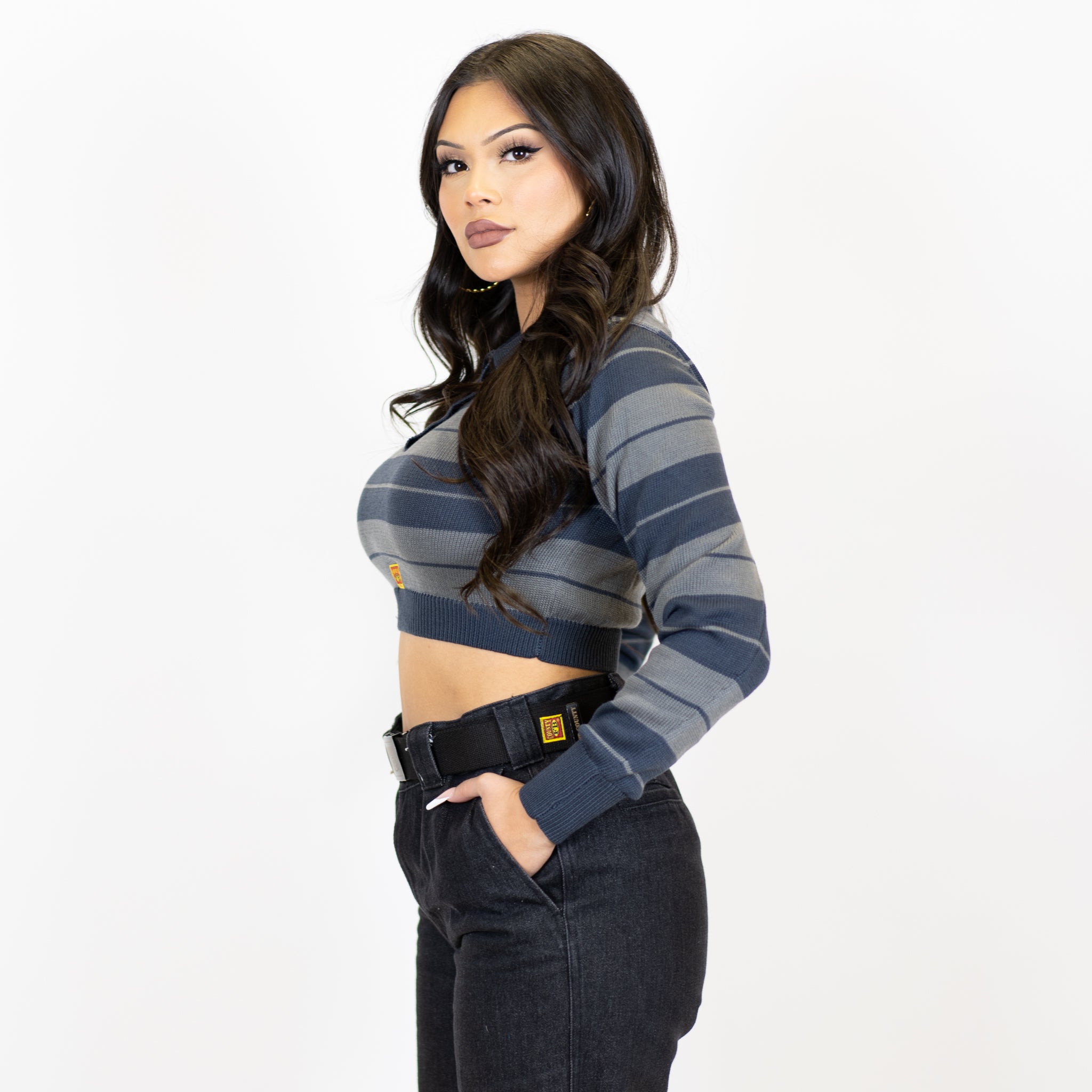 Fb County Charlie Brown Crop Top Black-Grey / Small